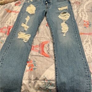 Distressed Blue Jeans